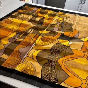 Picasso Abstract Yellow and Black Scarf